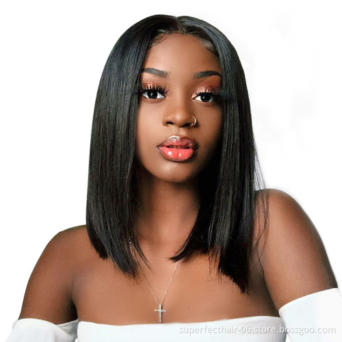 Factory Direct Sale Human Hair Lace Front Wigs Cuticle Aligned Raw Virgin Straight  1B/99j/613 Color Short Bob Lace Frontal Wigs